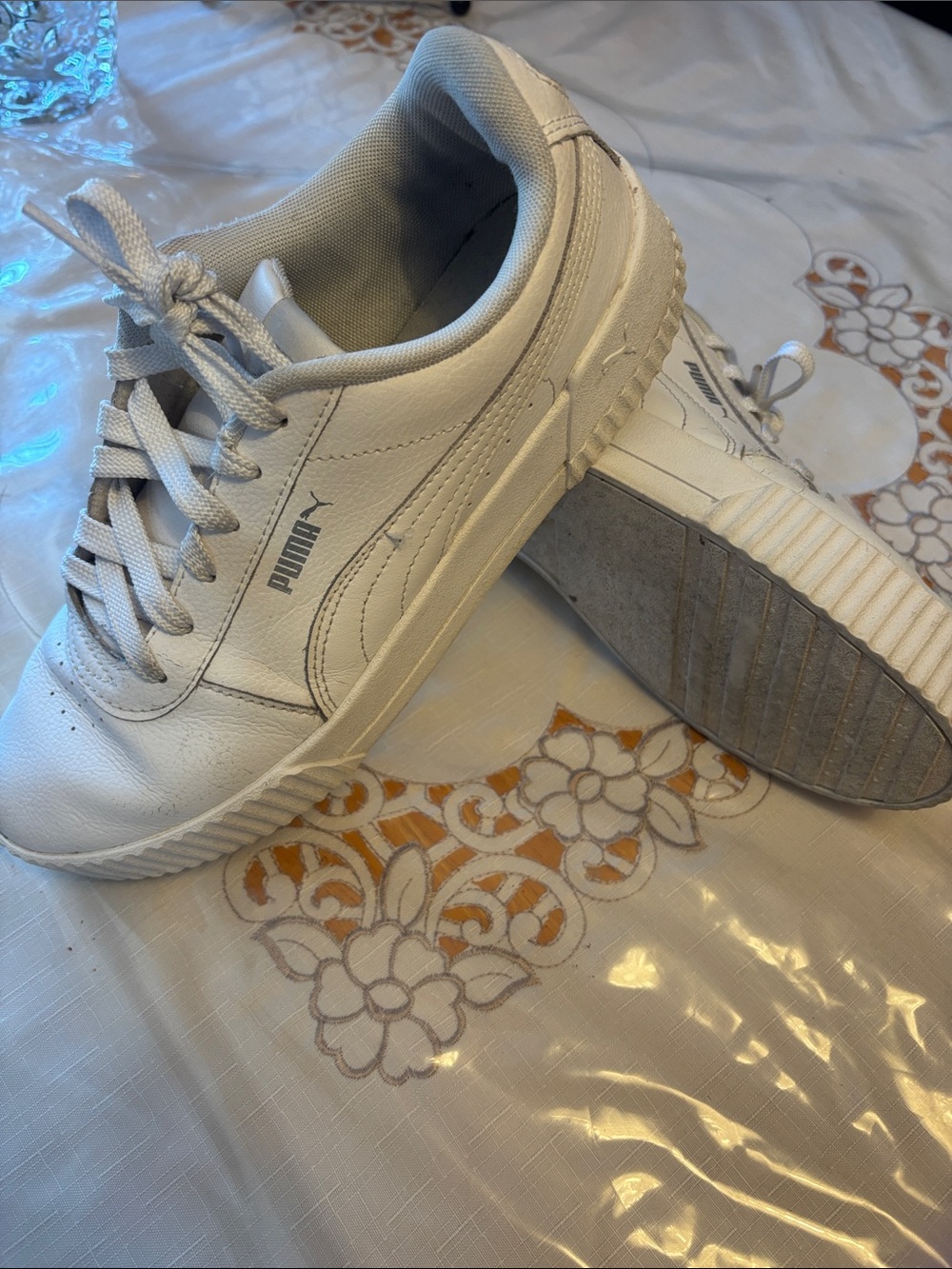 Puma Women's White Low-Top Leather Sneakers